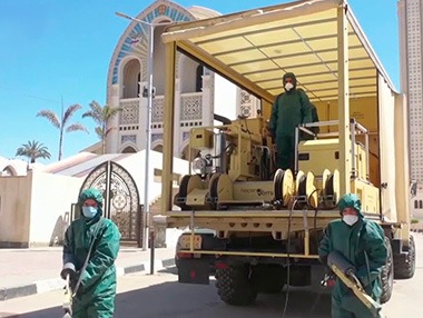 Chemical Warfare Deparment of Egypt Armed Forces disinfects 